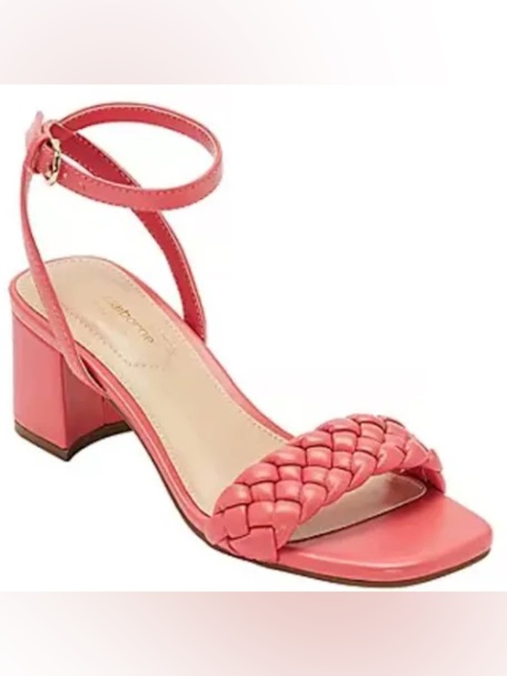 Liz Claiborne " Refined Comfort" Braided Strappy Block Heel coral Sandals 9
